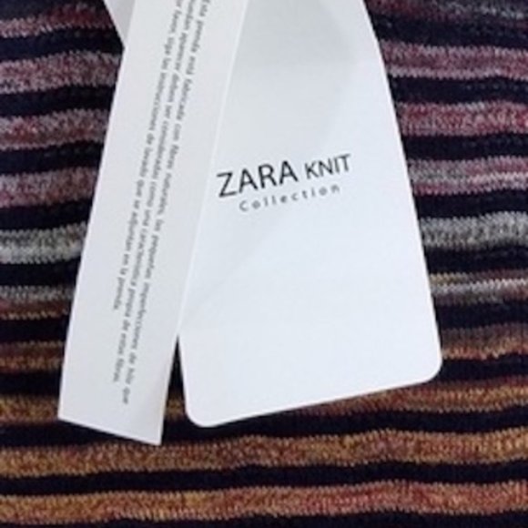NWT ZARA KNIT COLLECTION Women M Striped Knit Mini Dress Tunic Cover-up Boho TOP - Picture 7 of 12